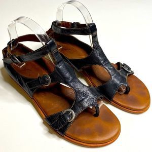 Naya Salida Black Leather Buckle Strappy Sandals